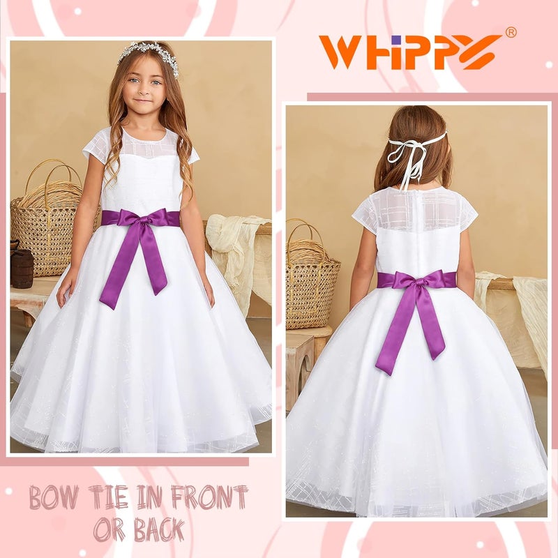 WHIPPY Sash Belt for Girls Dress Kids Long Waist Belts for Wedding Party 2'' Wide - Image 2